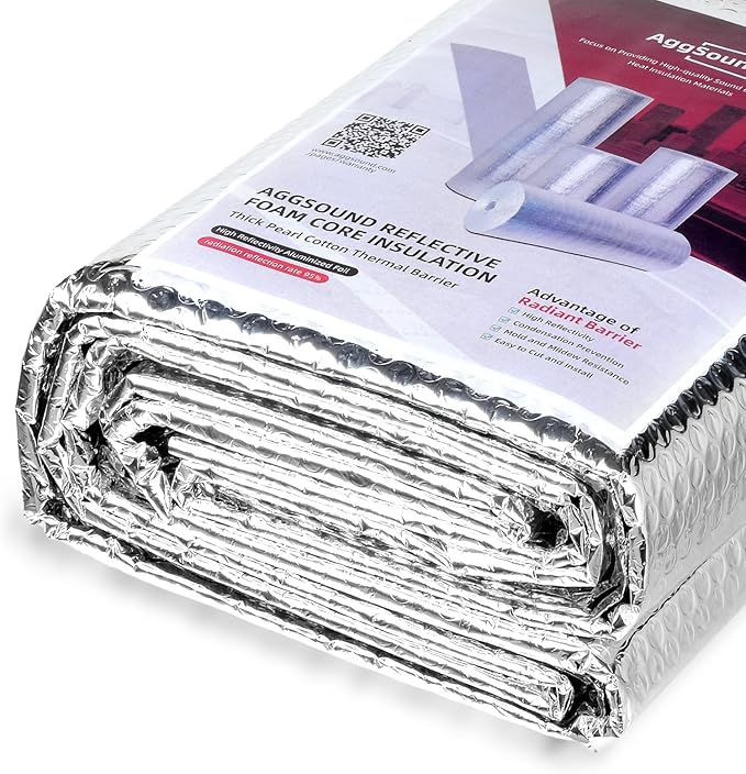 Reflective Insulation Aluminum Foil Sheets 47.2 in X 10ft, Bubble Wrap for Packing Attic Door Insulation Cover, Window Tint for Home Heat Blocking, Window Film, Garage Door Screen，3mm