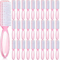 Patelai 30 Pcs Nail Scrubber Brushes Bulk Handle Grip Manicure Brushes for Cleaning Fingernails Pedicure Cleaning Brush for Toes and Fingernail Cleaning(Clear Pink)