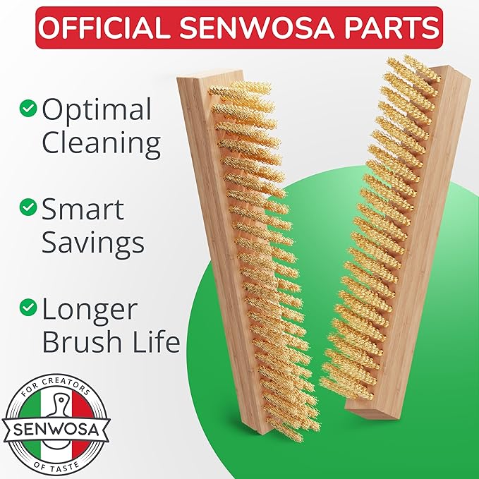 Pizza Oven Brush Head Replacement Set (2-Pack) - Official Genuine Parts for 22" & 26" Pizza Stone Cleaning Brushes - Heat-Resistant Stainless Steel Bristles