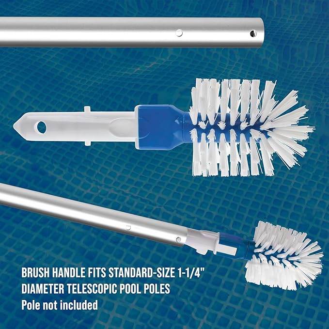 U.S. Pool Supply Pool Brush Head for Inground Pools - Corner and Step Pool Scrubber Brush, Hot Tub, Spa - Cleaning Scrub Bristles, Clean, Remove Debris - Above Ground Swimming, Connect 1.25" Poles