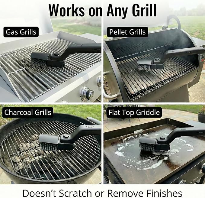 Vahrelo Grillmaster Pro,Electric Grill Brush, Cordless Electric BBQ Grill Cleaner with Powerful Motor, Rechargeable Grill Cleaning Brush for Burnt-On Grease & Grill Grates
