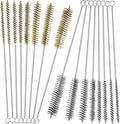 16Pcs Stainless Steel & Brass Wire Tube Brushes Bottle Brush Set,12" Long Wire Bore Brushes for Deep Cleaning Pipes,Tubes,Narrow Spaces, Engine Parts, Home Brew(1/4"-1" Sizes)