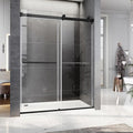 Frameless Sliding Shower Door, 56-60" W x 76" H Glass Shower Door with 5/16" (8mm) Clear Tempered Safety Glass, Stainless Steel Hardware, Double Sliding Shower Door, Matte Black