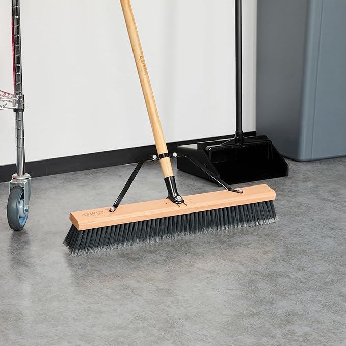 Restaurantware-BROOM HEAD ONLY: Clean Tek Professional 24-Inch Broom Head, 1 Heavy-Duty Push Cleaning Tool - Handle And Brace Sold Separately, Medium Plastic Bristles, Wooden, Commercial Use