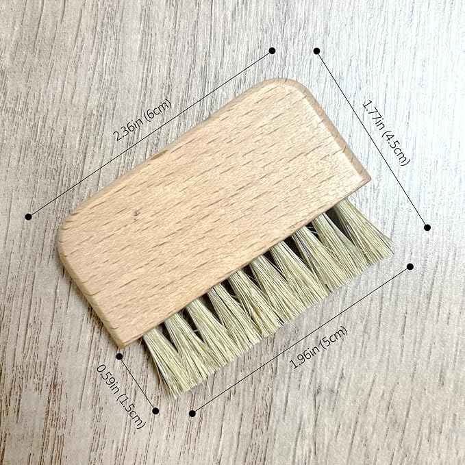 Natural Beech Wood Nail Brush Non-Slip Hand and Toenail Cleaning Brush Compact and Durable Bristle Scrub for Home and Travel
