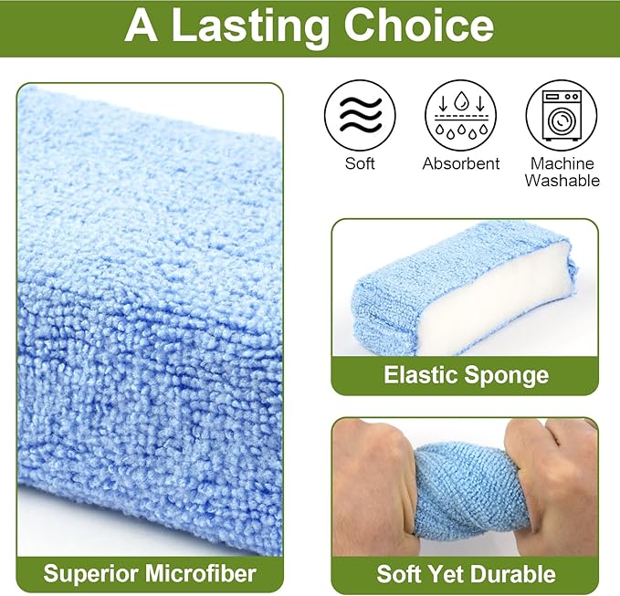 16 PCS Microfiber Applicator Pad, 4.7"x3.1" Scratch-Free Foam Buffing Scrub Pads, Car Wash Sponges for Effortless Detail Polishing, Waxing, Tire Shining, Interior Cleaning, Scrubbing (Blue)