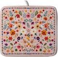 Boho Floral Dish Drying Mat - Pink Wildflower Absorbent Microfiber Kitchen Counter Pad for Home Coffee Bar Decor