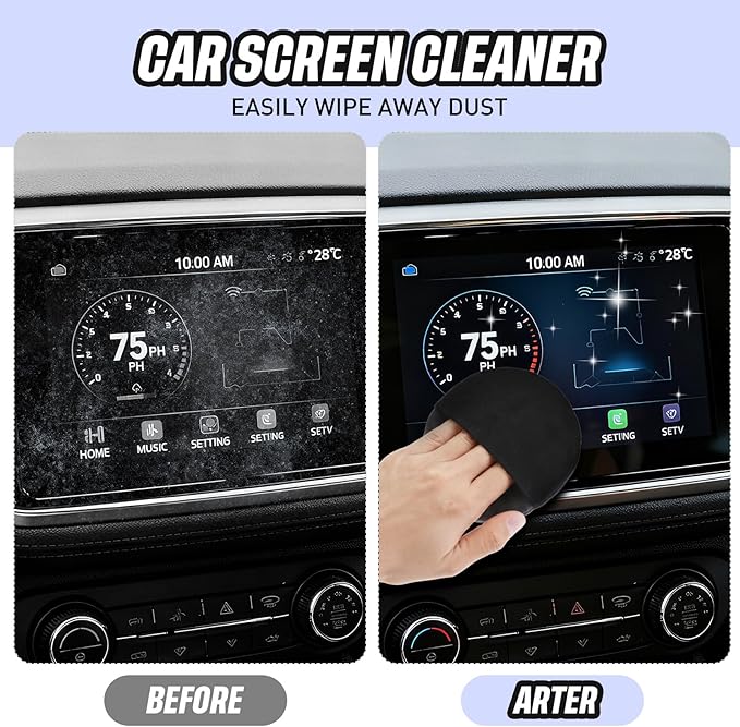 4 Pcs Car Screen Cleaner Car Touch Microfiber Screen Cleaner Cloth Cleaning Wipes Interior Pad for Vehicle Dashboard LCD Accessories 4.13×4.13 Inches (Round)
