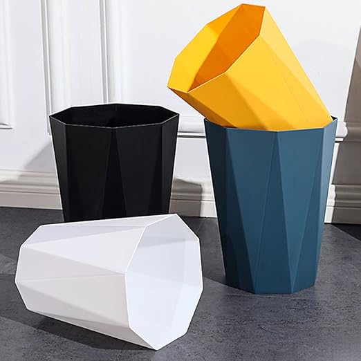 Bathroom Trash Can 1.8 Gallon Small Garbage Can Waste Basket for Bedroom Office Dorm, 2 Pack Blue Black