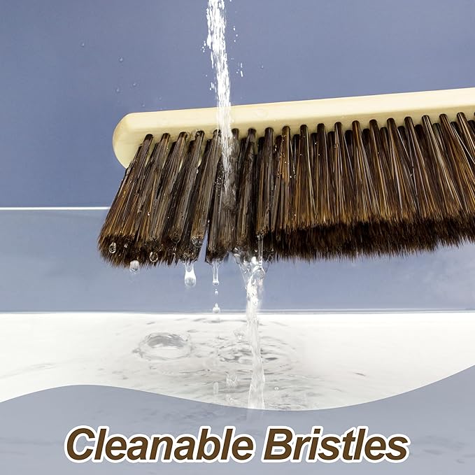 Soft Bristle Dusting Brush – Hand Broom for Gentle Cleaning on Keyboard, Furniture, Car Upholstery, Couch & Fireplace | Also Ideal for Woodworking Shop & Home Use, 2 Pack, Brown