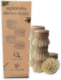 eplanita Replacement Brush Heads (Pack of 8) for Bamboo Dish Brush, Sisal Bristle Refills, Agave Cactus Fibres, Kitchen Eco Scrubber, Plastic Free Washing Up, Zero Waste Cleaning