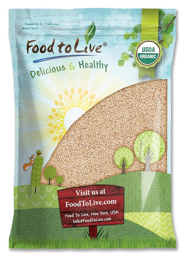 Food to Live Organic Italian White Whole Grain Sorghum, 10 Pounds — Non-GMO White Groats. Raw Milo Seeds. Vegan, Bulk Broom-corn. Durra is Great for Making Flour and Popped Jowar Dhani
