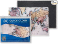 Quick Cloth Microfiber Glasses Cleaning Cloths – 5x7, World Map, 2 Pack with Case | Double-Sided Lens Cleaner for Eyeglasses, Camera, Screens & Glass | Reusable Microfiber Glass Polishing Cloths