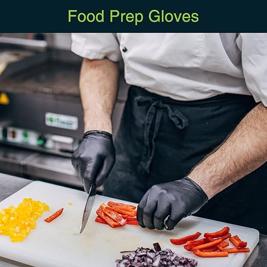 Disposable Black Nitrile Gloves X Large 200 Count - Extra Thick 4.5 Mil - Powder and Latex Free Rubber Gloves - Surgical Medical Exam Gloves - Food Safe Cooking Gloves