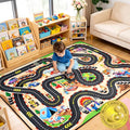 Kids Rug, Race Track Baby Play Mats, 3x5 FT Race Car Rug with 3D Cascading Surround Route, Soft & Non-Slip, Machine Washable Race Road Carpet for Kids Room, Boys Room, and Playroom