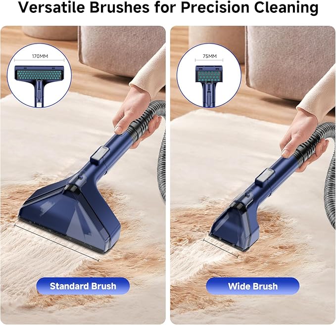 Portable Carpet Cleaner & Upholstery Cleaner Machine - 21Kpa Carpet Cleaner Machine, Self-Cleaning, Deep Cleaner for Pet Stains, Cars, Couch, Rug, Furniture with Dual Brush, Large Tank, Blue