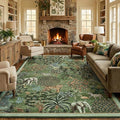 GarveeHome Jungle 8x10 Area Rug Washable Rugs for Living Room, Forest Rug Non Slip Low Pile Soft Indoor Stain Resistance Animal Print Carpet for Bedroom Dining Room Playroom Nursery, Forest Green