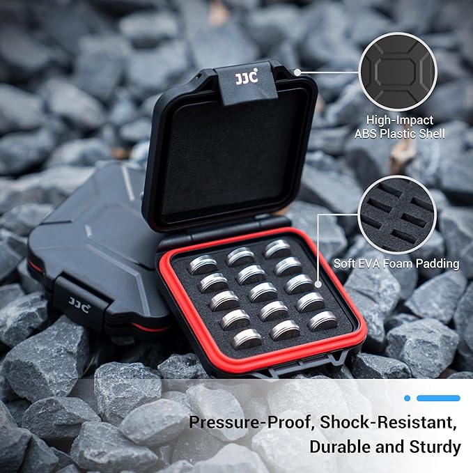 JJC Size 312 LIR1240 Battery Case Holder Storage, Water-Resistant Anti-Shock, Coin Cell Battery Case for 15x Size 312 CR1240 A312 Size312 P312 312A PR41, Safety Lithium Batteries Holder, No Batteries