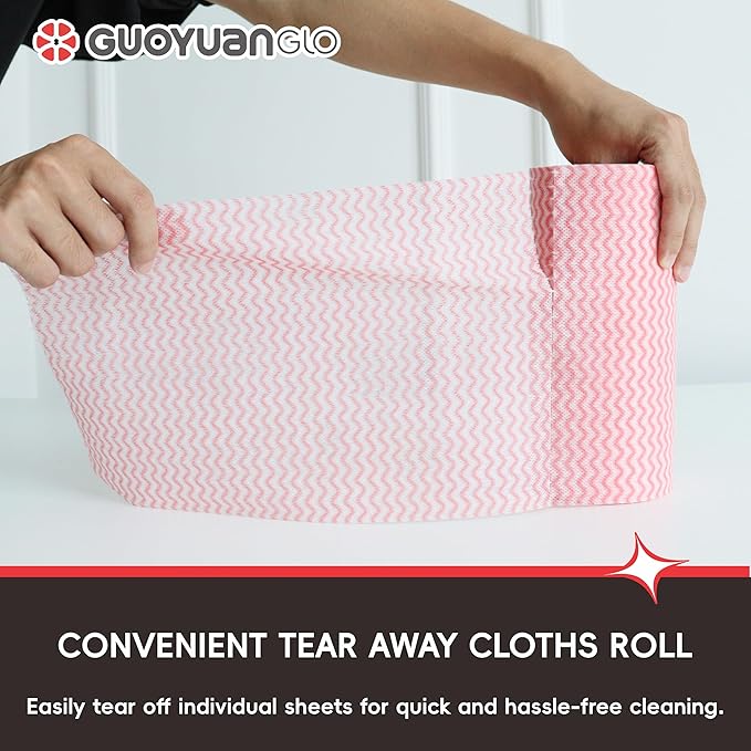 Disposable Cleaning Cloths Roll Disposable Dish Cloth Multi-Purpose Heavy Duty Paper Towels-200 Sheets,Red