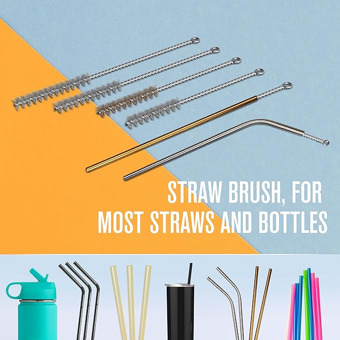 Houseables Bottle Brushes, Water Bottle Cleaner Brush Set, Hydroflask Cleaning Kit, Cup Cleaner Brush, Glass Brushes for Washing Glasses, Cup Scrubber, for Straw, Tumbler, Decanter, Flexible, 9 PK
