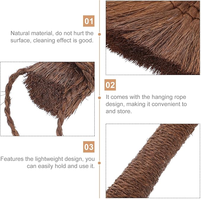 Small Cleaning Broom for Home Lightweight Sweep The Bed Brush Soft Synthetic Bristles Mini Hand Broom Hanging Rope for Furniture and Carpet Dust Removal Compact