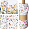 60 Pack Reusable Cleaning Cloths Washable Cotton Kitchen Dish Towels for Home Party Supplies Bulk, 9.84x11.81in (Wildflowers)