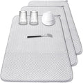 3 Pcs XXL Dish Drying Mat,Absorbent Microfiber Dishes Drainer Mats,Large Size 24×17" Pads for Kitchen Counter,Coffee,Rack,Under Sink,Light Gray