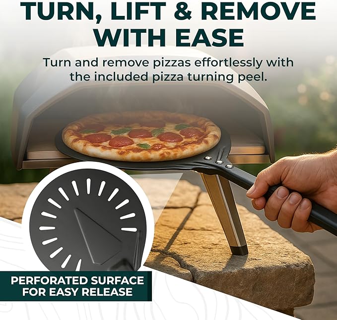 Urban Whisk 26" Pizza Oven Brush with Scraper & Pizza Peel – Brass Bristle Pizza Brush for Oven Cleaning + Aluminum Pizza Peel, Extra-Long Heat-Safe Handle