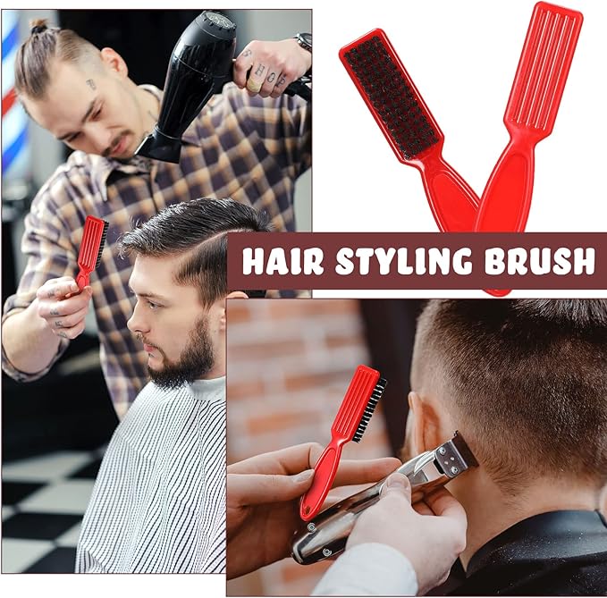 Patelai 12 Pcs Barber Clipper Brush Blade Trimmer Cleaning Brush for Fades Nail Neck Duster Manicure Salon(Black, Red)