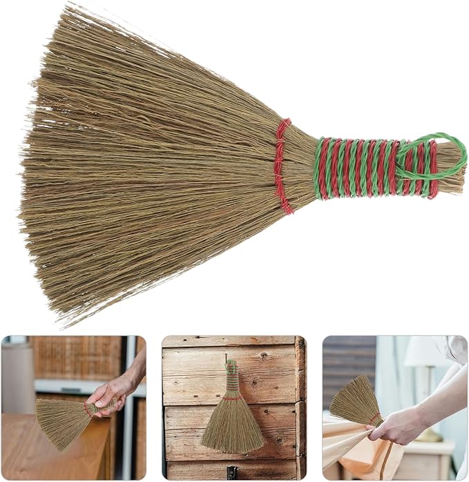 BESPORTBLE Natural Corn Bristle Handheld Broom with Handle for Indoor Dust Capture Lightweight Portable Sweeping Floors Furniture Multipurpose Cleaning in Living Rooms Bedrooms Kitchens