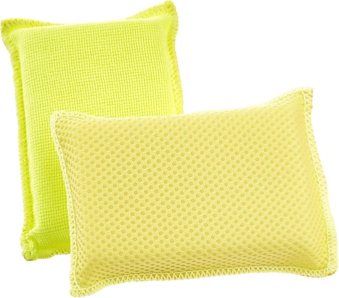 Microfiber Non-Scratch Dish & Kitchen Scrubber Heavy-Duty Household Cleaning Sponges, Multi-Purpose Cleaning Supplies for Dishes and Kitchens Pack of 6