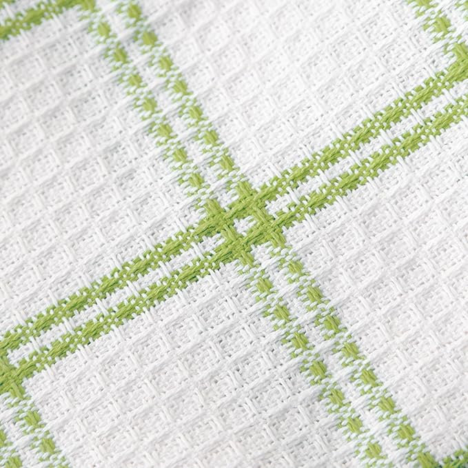 T-fal Premium Waffle Dish Cloths: Highly Absorbent, Super Soft Long Lasting - 100% Cotton, 12"x13" Towel for Cleaning & Drying, (8-Pack), Green
