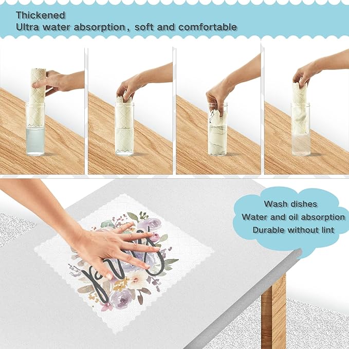 ALAZA Dish Towels Kitchen Cleaning Cloths Super Absorbent Lint Free Bar Tea Soft Towel Kitchen Accessories Set of 6, 11"x11"