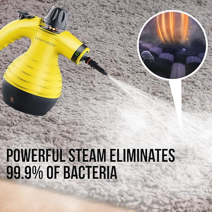 Comforday Handheld Steam Cleaner, Pressurized Portable Steam Cleaner with 9-Piece Accessories, Steamer for Cleaning Upholstery, Car Seats & Floors