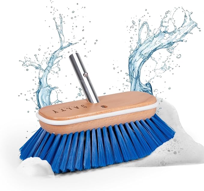 Salty Captain Medium Bristle Boat Deck Brush – Versatile Cleaning for Non-Skid, Fiberglass & Painted Surfaces – Durable Marine-Grade Design
