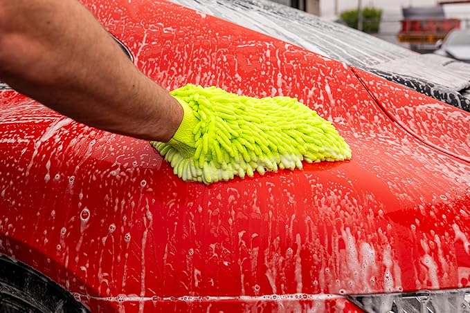 4 Pack Microfiber Car Wash Mitt | Ultra-Soft Chenille | Car Wash Detailing | Dual Sided Sponge Glove | Scratch-Free | Auto Care Brush Mitt | Great for Cars, Trucks, Motorcycles & More
