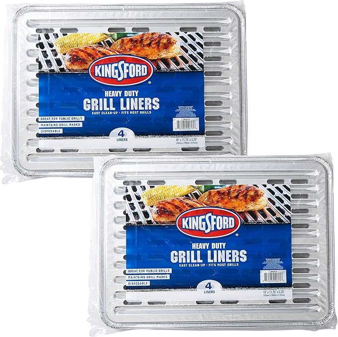 Kingsford Heavy Duty Disposable Grill Liners - Durable Aluminum Foil Grilling Liners, Protects Grill Grates for Outdoor BBQ Grill, Cooking and Grilling Accessories, 16" x 11.75" - 8 Count