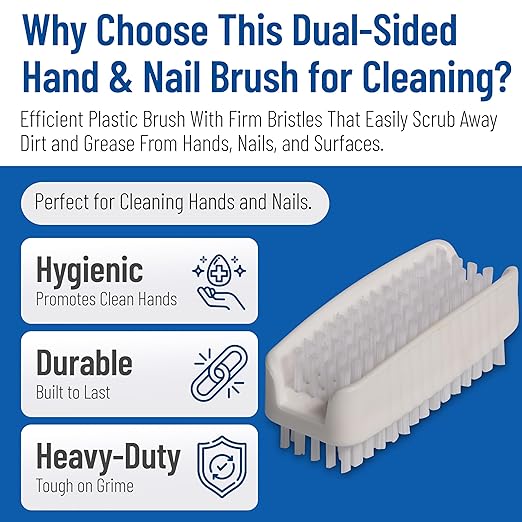 SPARTA 3623900 Plastic Hand Brush, Nail Brush With Polypropylene Bristles For Kitchens, Homes, Restaurants, 3.5 Inches, White, Dual Sided