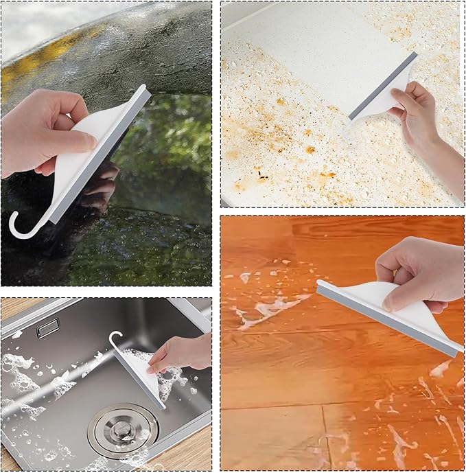 Sink Squeegee, Mini Squeegee with Hanging Hook, Silicone Mirror Squeegees, Bathroom Squeegees for Shower Cleaning Sink, Bathroom, Glass, Car Windows Wiper Scraper