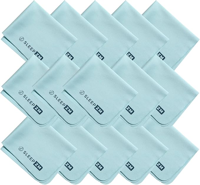 15 Pack Special Blue Light Glasses Microfiber Cleaning Cloths - Safe and Effective Cleans Lenses, Screens, Cameras, Eyeglasses, Cell Phone, LCD TV Screens and More (6X7)