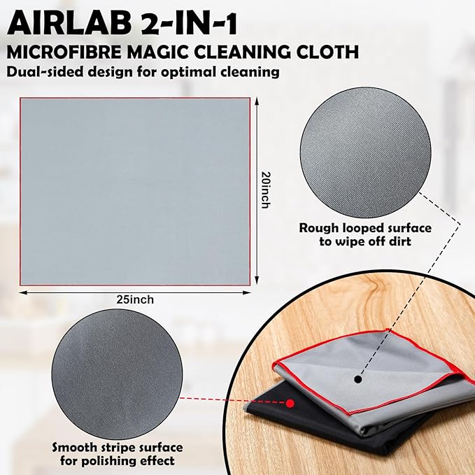 VitalCozy 6 Pcs Wine Glass Polishing Cloths Large Microfiber Cleaning Cloths 25 x 20 Inch Lintless Towels for Drying Wine Glasses Cleaning Window Stemware Dishes Glassware (12,Black，Grey)