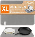 Dish Drying Mat 24 x 17 in, Large Microfiber Drying Mats, Absorbent Quick Dry Pad for Kitchen Counter, Countertop Protector for Dishes, Pots & Pans, Machine Washable, Gray (1 PCS)