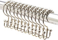 2LB Depot Double Shower Curtain Hooks Rings Polished Nickel Decor Finish Premium Rust-Resistant Stainless Steel Metal Hooks Roller Balls Glide on Shower Rods 12-Piece Set