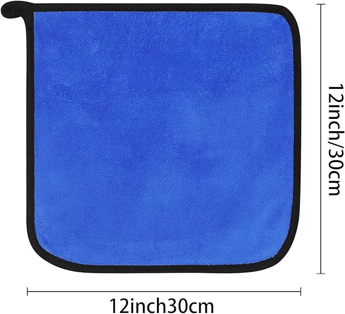 uxcell Car Cleaning Cloths, 8 Pack Soft Premium Microfiber Towels with Hang Loop for Household Cleaning, Reusable Car Cleaning Wipes Lint Free Streak Free Cloths 12" x 12" Blue