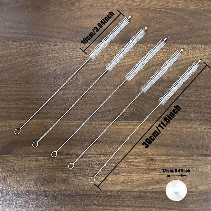 5 Pcs Straw Cleaner Brush, 11.8 Inch Reusable Extra Long Straw Cleaner,12 mm Wide Drinking Straw Cleaning Brush for Cup, Water Bottle, Tubes, Pipe