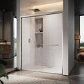 60" W x 76" H Double Sliding Frame Shower Door with 5/16" Clear Tempered Glass,Stainless Steel Roller Brackets,Waterproof Threshold Track,Easy-Cleaning Coating & Towel Bar/Knob, Brushed Nickel