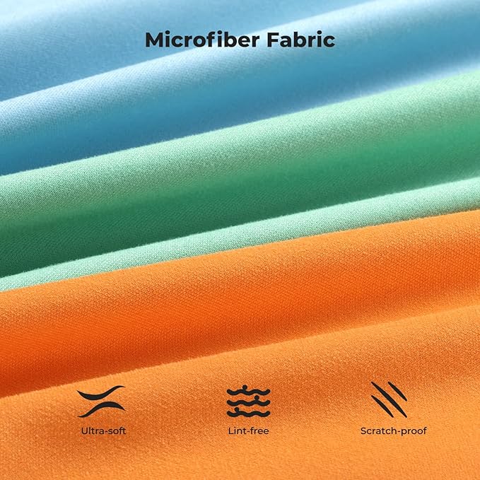 K&F CONCEPT 6 Pack Lens Cleaning Cloth | Microfiber Cleaning Cloth | Glasses Cleaning Cloths | Eyeglass Lens Cleaner | Eyeglasses, Camera Lens, VR/AR Headset Screen Cleaning | Orange & Green & Blue