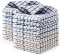 Egles 16 Packs Kitchen Dishcloths, 100% Cotton Grid Terry Dish Cloths 12" x 12" Ultra Soft Super Absorbent Dishrag Reusable Dishcloth, Multi-Purpose Quick Drying Hand Dish Towel Set with Hanging Loop