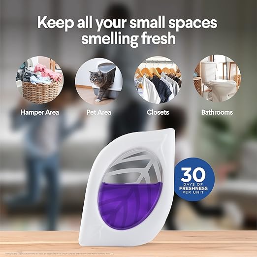 Clorox Fraganzia Small Rooms Air Freshener, Lavender with Eucalyptus - Peel & Place Air Freshener, No-Plug, Battery-Free for Closets, Laundry Room, Entry Way, Bathroom, 0.25 Fl Oz Each, 24 Count