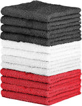100% Cotton Washcloth Set – Soft, Absorbent Face Towels for Bathroom & Gym Use – Durable & Reusable Wash Cloths - Dark Grey, White & Burgundy, 12x12 Inches, Pack of 12
